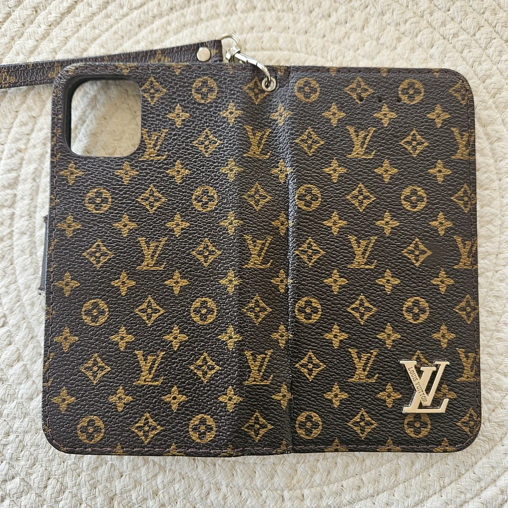Louis Vuitton Monogram Brown & Gold Logo Wristlet Phone Folio